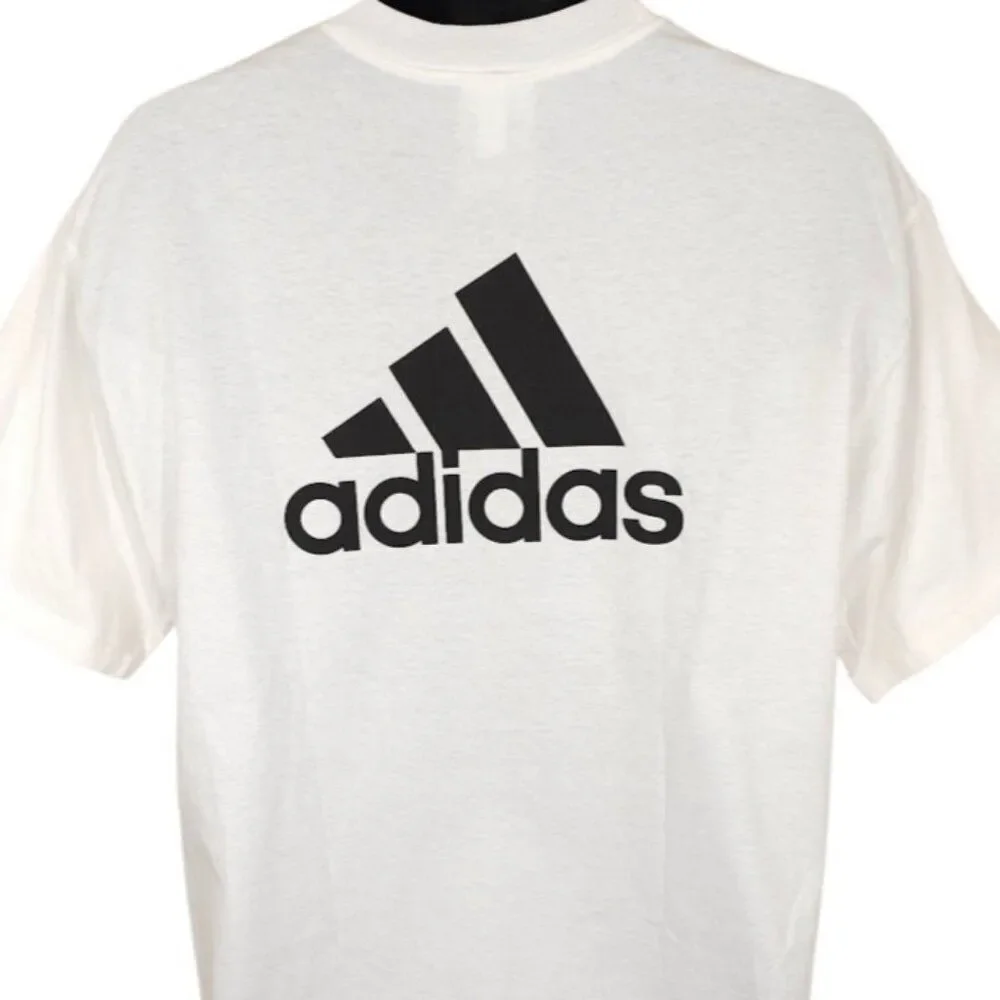 Vintage Adidas T Shirt Mens Size Medium White Y2K OVERSIZED Fit Streetwear